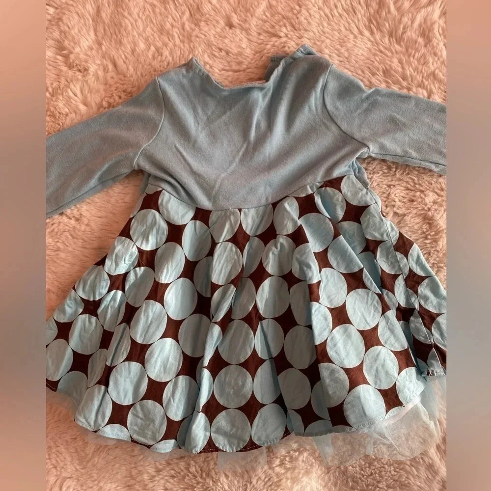 Rare Editions Blue Polka dot dress with sweater cardigan size 24 months - Picture 3 of 6